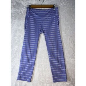 Athleta Chaturanga Leggings Womens S‎ Purple Gray Stripe High Waist Crop 243139